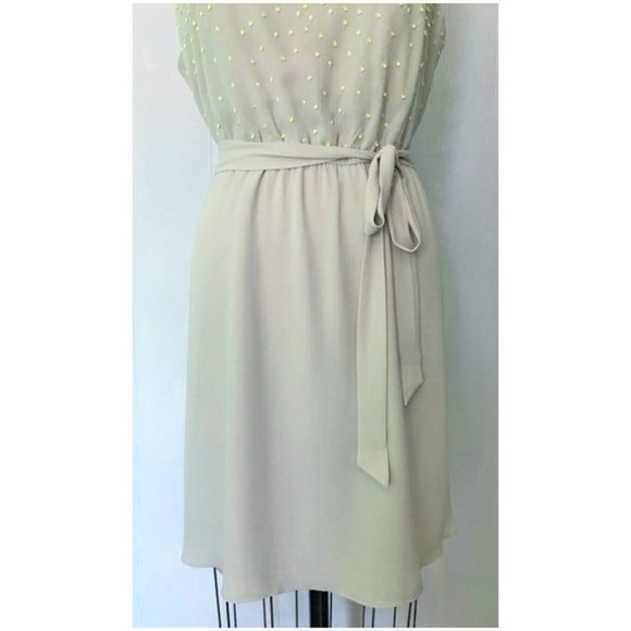 HOST PICK ❤️ LOFT TAUPE NEON YELLOW SEQUIN SLEEVELESSS DRESS DRESS XL PETITE NWT - Picture 8 of 12